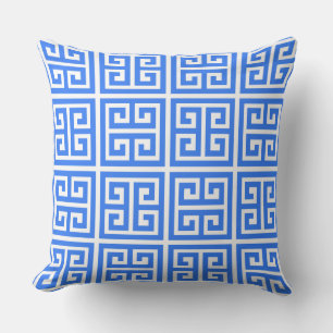Almofada Padrão-chave grego azul de Verão tropical