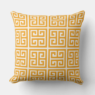 Almofada Padrão-chave Grego Tropical Laranja Trendy