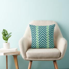 Almofada Padrão Chevron Azul-Verde