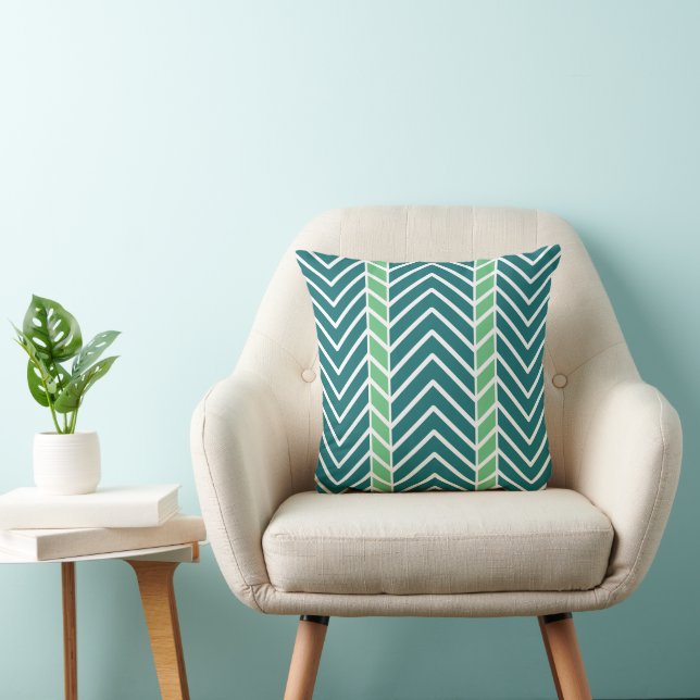 Almofada Padrão Chevron Azul-Verde (Cadeira)