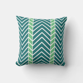 Almofada Padrão Chevron Azul-Verde