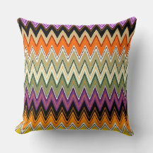 Padrão Chevron, laranja, travesseiro preto