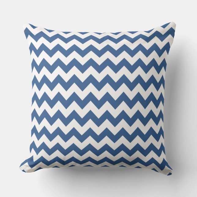 Almofada Padrão Chevron Listrado Azul Moderno (Frente)