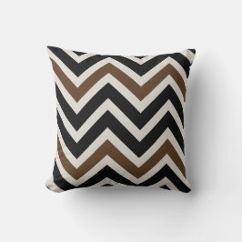 Almofada Padrão Chic Black White Brown Chevron Zig Zag