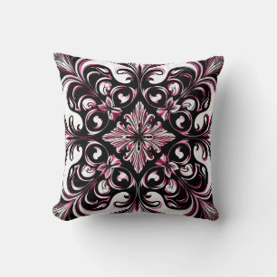 Almofada Padrão Chic Burgundy Elegante Art Nouveau Gótico