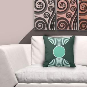 Almofada Padrão Circular Turquesa Minimalista