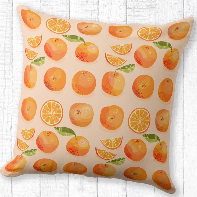 Almofada Padrão Citrus Orange (Citrus oranges pattern throw pillow)
