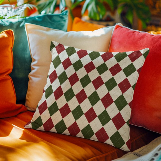 Almofada Padrão Clássico de Argyle de Natal (Criador carregado)