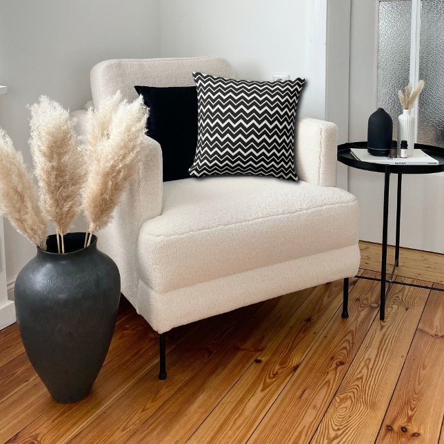 Almofada padrão clássico de fevão preto e branco (Criador carregado)