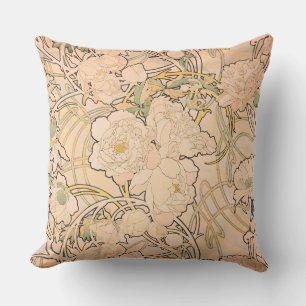 Almofada Padrão Clássico de Jardim de Peônia Art Nouveau po