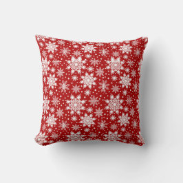 Almofada Padrão Clássico de Natal do Floco de Neve Vermelho