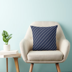Almofada Padrão Clássico de Stripes de Cinza Azul