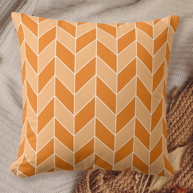 Almofada Padrão Clássico Laranja Moderno Peach Herringbone (Criador carregado)