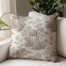 Padrão Clássico Toile de Jouy Bege Marrom Vintage