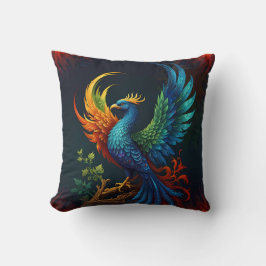 Almofada Padrão Colorido de Aves Phoenix