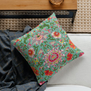 Almofada Padrão Colorido de Chinoiserie Floral Asiático