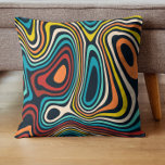Almofada Padrão colorido de linhas onduladas do Médio sécul<br><div class="desc">Linhas ondulantes e padrões orgânicos do século médio coloridos,  modernos e ondulados,  com fundo castanho — design retrorreflector ranhoso.</div>