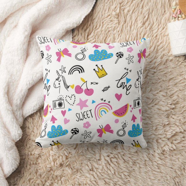Almofada Padrão Colorido do Estilo Whimsical Contemporâneo (Cobertor)