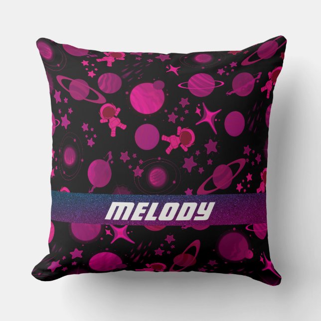 Almofada padrão colorido do planeta galáxia do espaço exter (Frente)