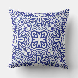 Almofada Padrão Com Azul no Branco