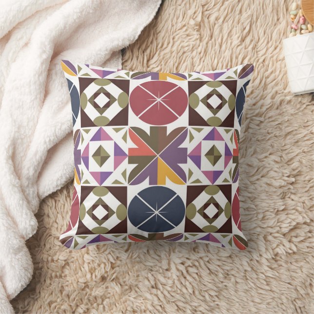 Almofada Padrão com diferentes Formas Geométricas (Cobertor)