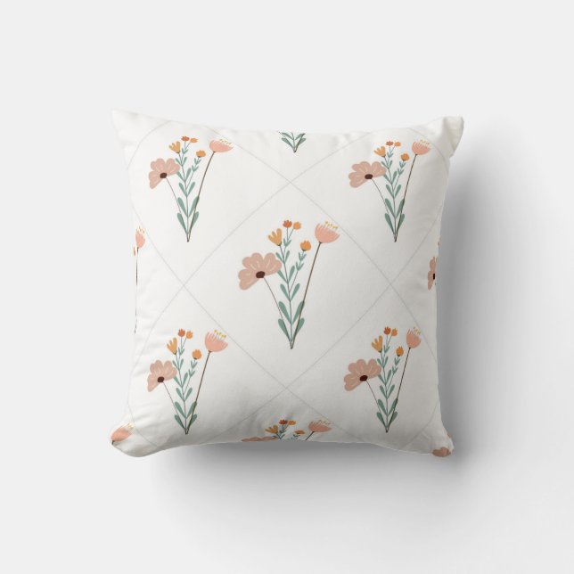 Almofada padrão contínuo com buquês de flores (Frente)