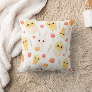 Almofada Padrão contínuo de adoráveis coelhinhos e pintinho