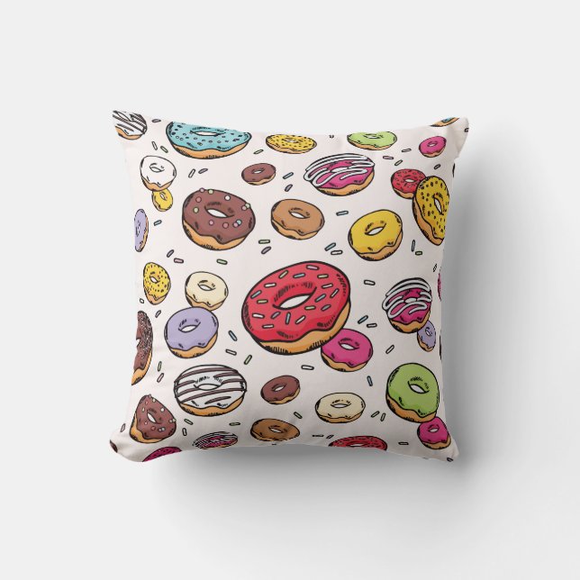 Almofada Padrão contínuo de Donuts (Frente)