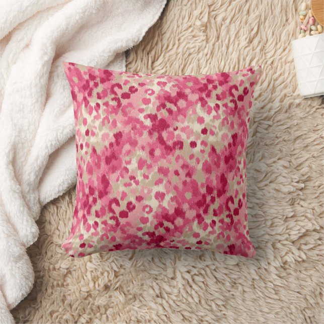 Almofada Padrão contínuo de pincelada de leopardo rosa (Cobertor)