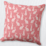 Almofada Padrão Cor-de-Rosa Coelho Bonito<br><div class="desc">Coelhinhos rosados adoráveis. A parte traseira apresenta um padrão correspondente. Arte original de Nic Squirrell.</div>