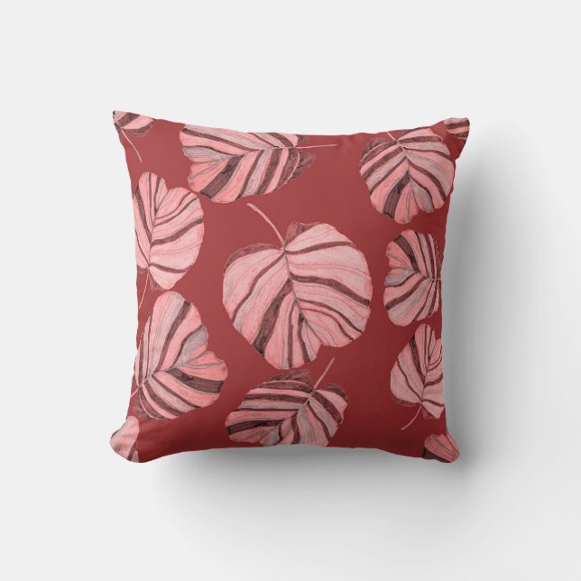 Almofada Padrão criativo sem costura com folhas tropicais e (Frente)