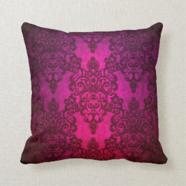 Almofada Padrão Damask Rosa Profundo Brilhante