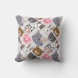 Almofada padrão das cabeças de desenho animado.w offwhite B