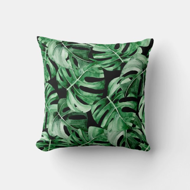 Almofada Padrão das folhas da Monstera (Frente)