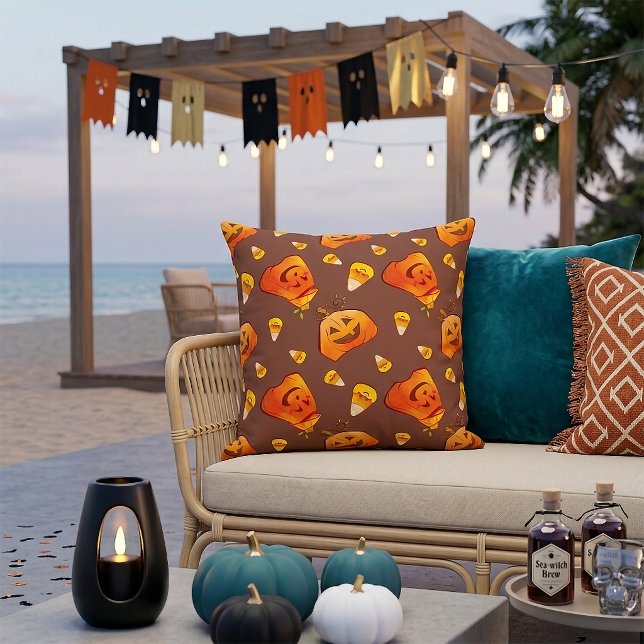 Almofada Padrão de Abóbora de Halloween (Criador carregado)