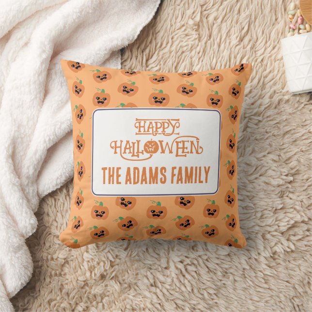 Almofada Padrão de Abóboras Kawaii de Halloween (Cobertor)