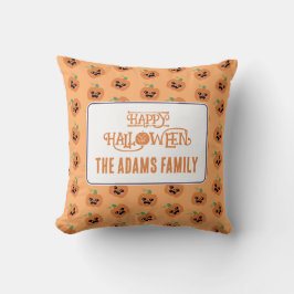 Almofada Padrão de Abóboras Kawaii de Halloween