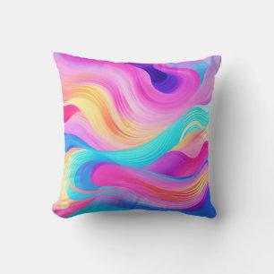 Almofada Padrão de Abstrato amarelo cor-de-rosa azul brilha