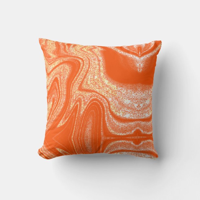 Almofada Padrão de abstrato branco de laranja moderno (Frente)