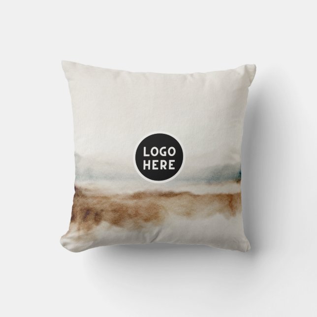 Almofada Padrão de Abstrato de Aquarela Natural Minimalista (Frente)