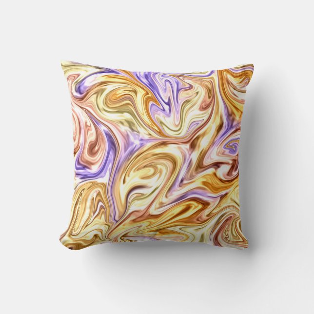 Almofada Padrão de Abstrato de Ondas Roxas Douradas Trendy  (Frente)