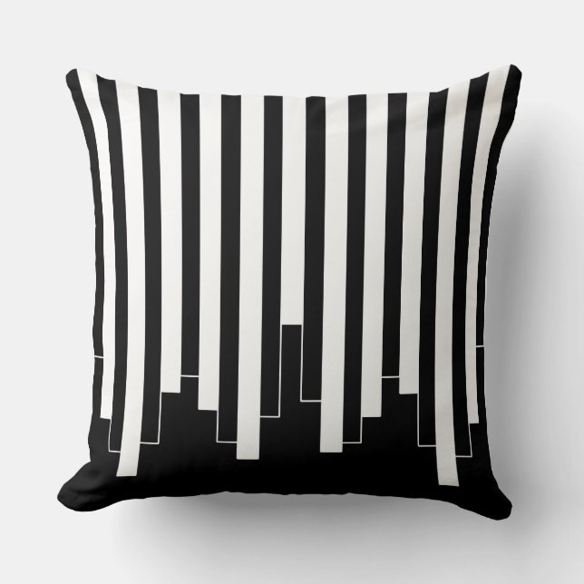 Almofada Padrão de abstrato - preto e branco (Frente)