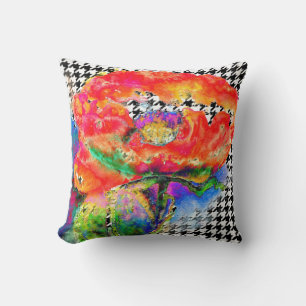 Almofada Padrão de água floral abstrato vermelho