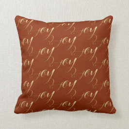 Almofada Padrão de Alegria de Natal Dourado Terracotta Feri