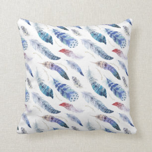 Almofada Padrão de Aquarela de Boho Feather