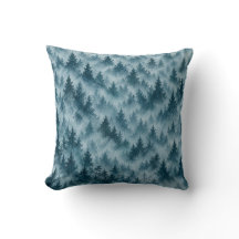 Padrão de aquarela de floresta de pinheiros azul e