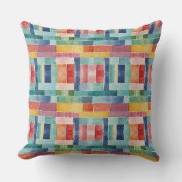 Almofada Padrão de Aquarela do Abstrato Arco-Íris Colorido