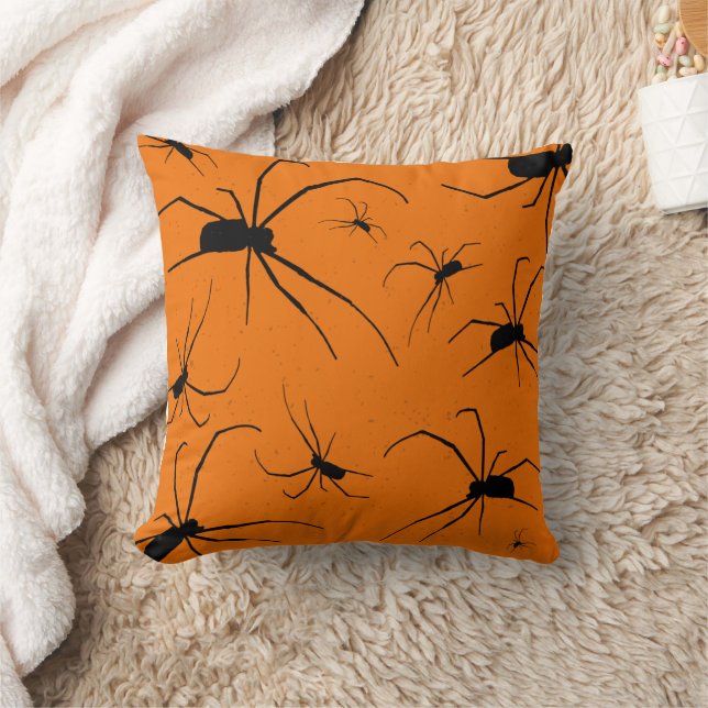 Almofada Padrão de Aranhas de Halloween Laranja, Aranha Pre (Cobertor)