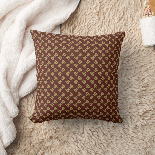 Almofada Padrão de Arco Retro Seamless em Vermelho e Dourad (Cobertor)