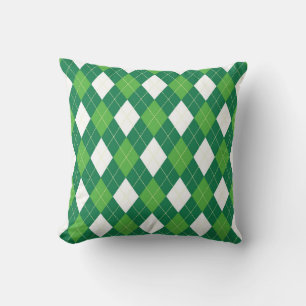 Almofada Padrão de árgula, verde e branco,